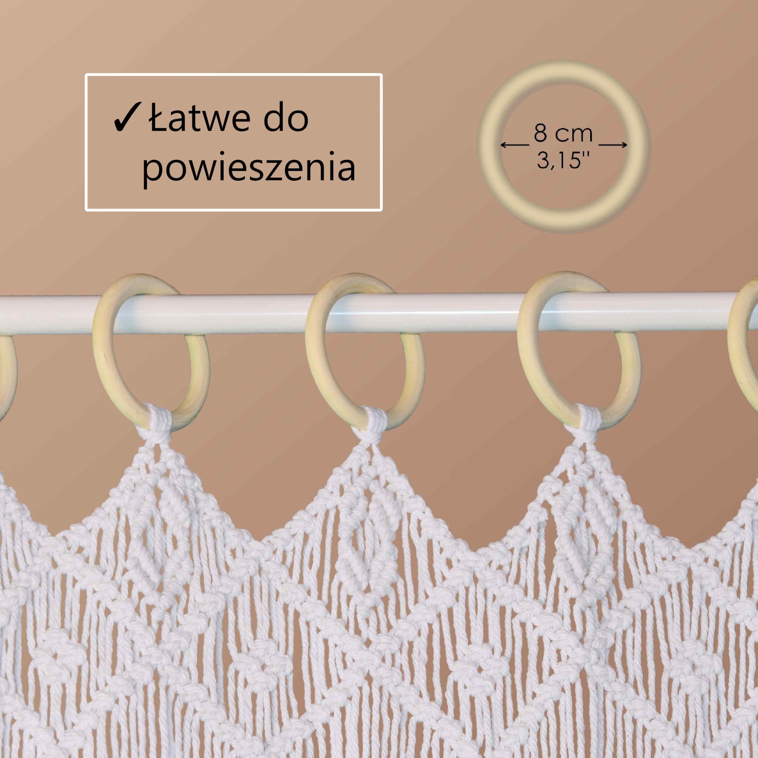 Cozyor Makrama, zasłona w stylu boho, z drążkiem, 70-120 cm, bez wiercenia, zasłona okienna, 132 x 200 cm, ścianka działowa, ozdoba na ścianę i dekoracja, czarno-biała, wesele, balkon, ręcznie