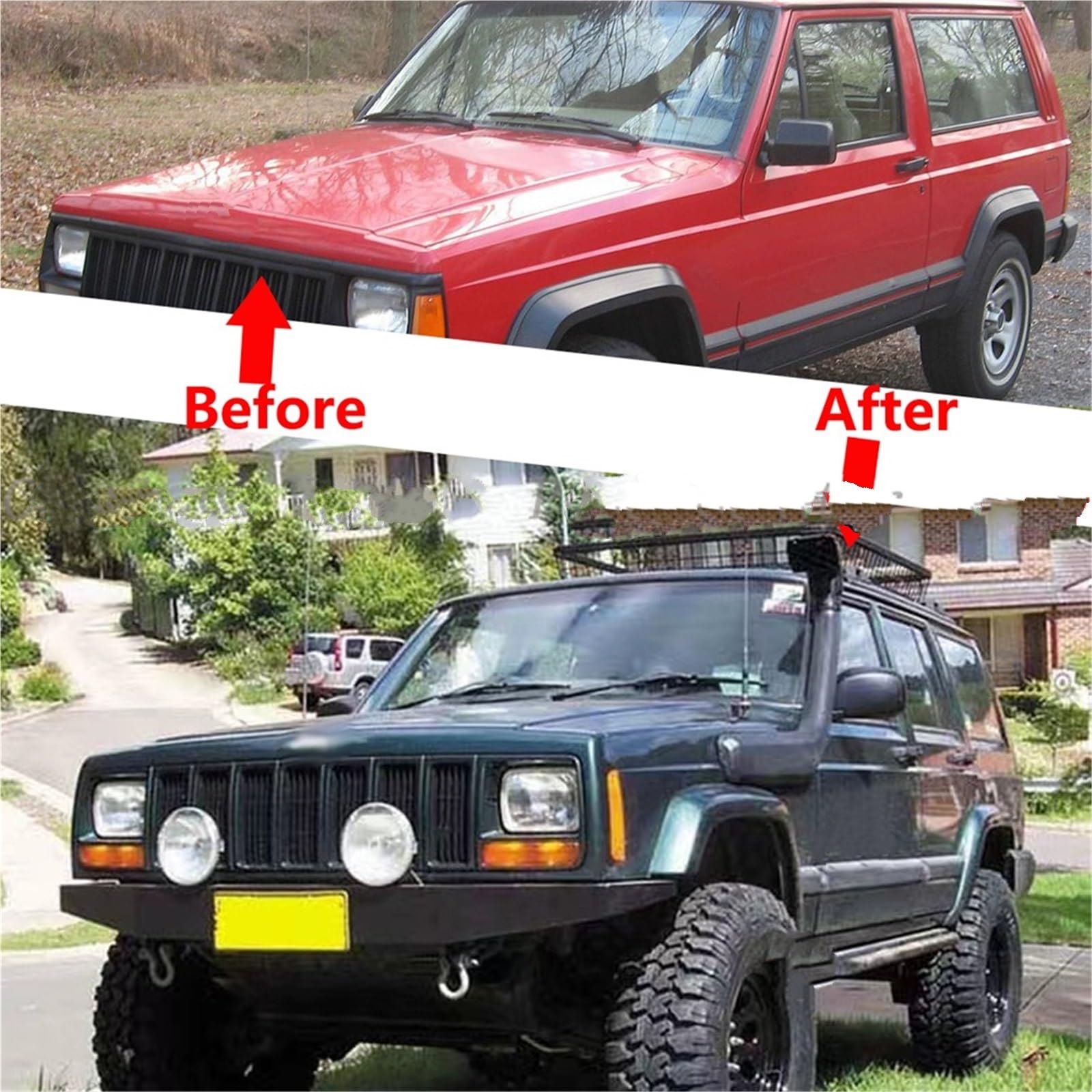 Wlotu Silnika Rura samochodowa Snorkel pasuje do wlotów powietrza Jeep Cherokee XJ LLDPE 1985.1-1995.1 Zestawy wlotu samochodu Maska samochodu Vent Scoop