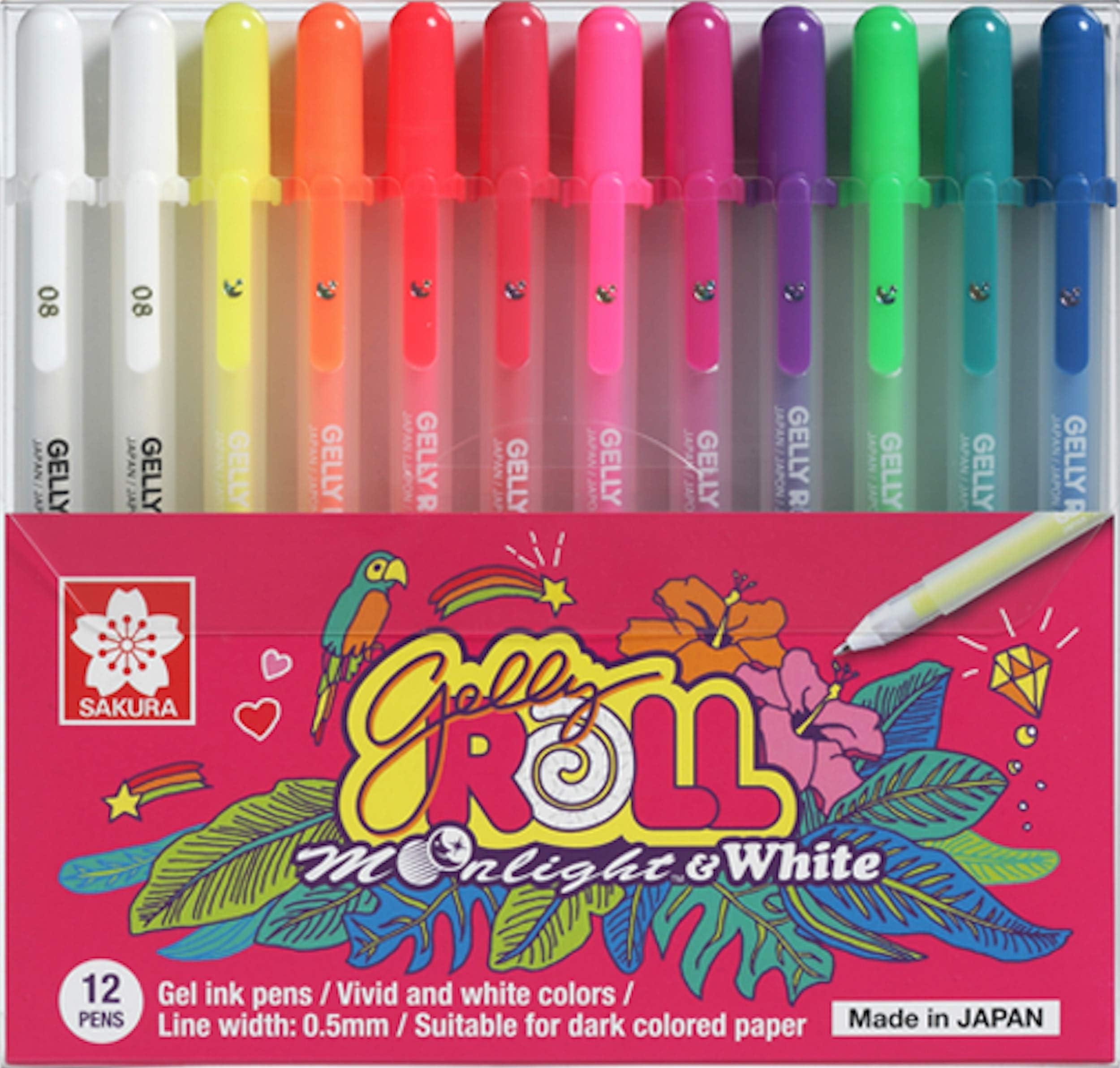Gelly Roll MoonLight (Made in Japan) [Limited Edition] Gel Ink Pen Set - Bold Sparkling, Glittering & Assorted Colors 12Pens