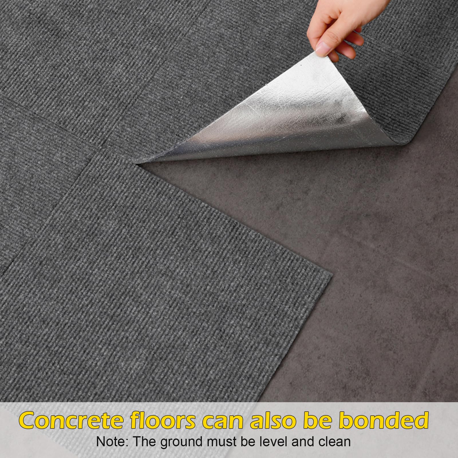 Piastrelle per tappeti, autoadesive, 30 x 30 cm, in feltro, antiscivolo, per ufficio, casa, camera da letto, corridoio (32 pezzi, grigio scuro)