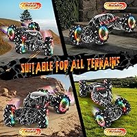 Vista 6 de Auto de acrobacias a control remoto, detección de gestos LED de 2.4 GHz, rotación de doble cara 4WD con luces y música, automóvil de deriva