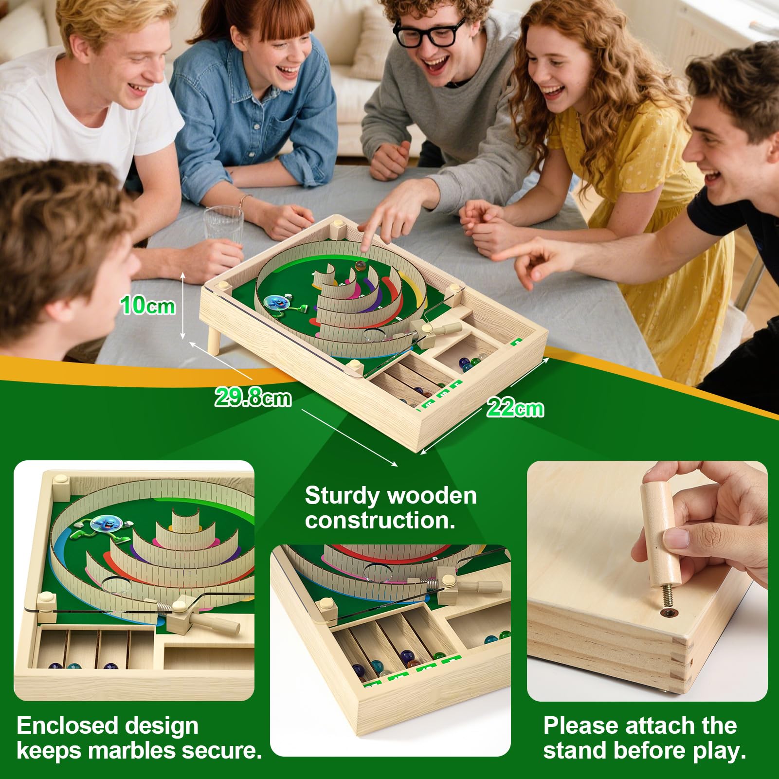 Uping Juegos de Mesa Niños 6 Años Juegos de Mesa Adulto, Juguetes de Habilidad con Canicas y Puntuación de Madera Regalo para Niño 6 Años o Más