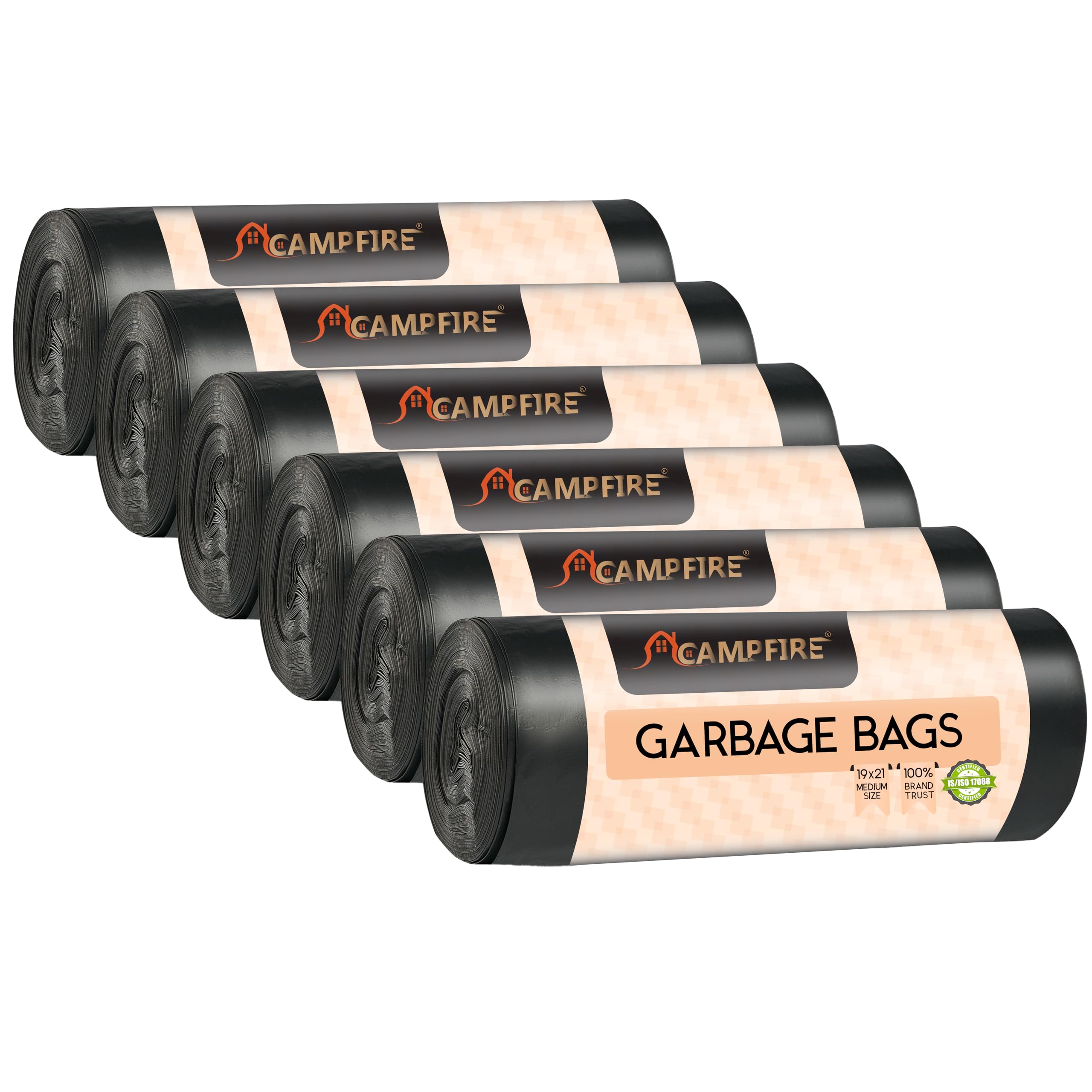 Campfire Compostable Eco-Friendly Garbage Bags-19x21 Inch Medium Size Sustainable Best Daily Waste Solution For Home,Office,shop,Hotels,Hostels,Restaurents,schools Pack of 6 (BLACKK, Medium)-image-4
