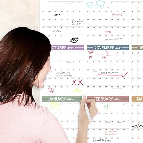 Miniatura 2 de GuassLee Calendario anual grande de pared 2024-2025, calendario de año completo de una página, julio de 2024 a junio de 2025, calendario anual de