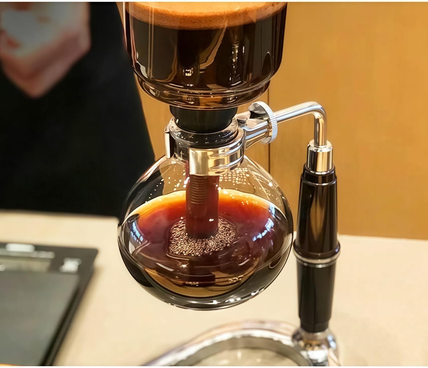 Borasilicate Glass Syphon Coffee Maker, 5-Cup 600ml(20.3 oz) Vaccum Gravity Clear Coffee Tabletop Siphon Pot with Reusable Cloth Filter Coffee Brewer Hot Tea Maker Machine(Standard Edition)