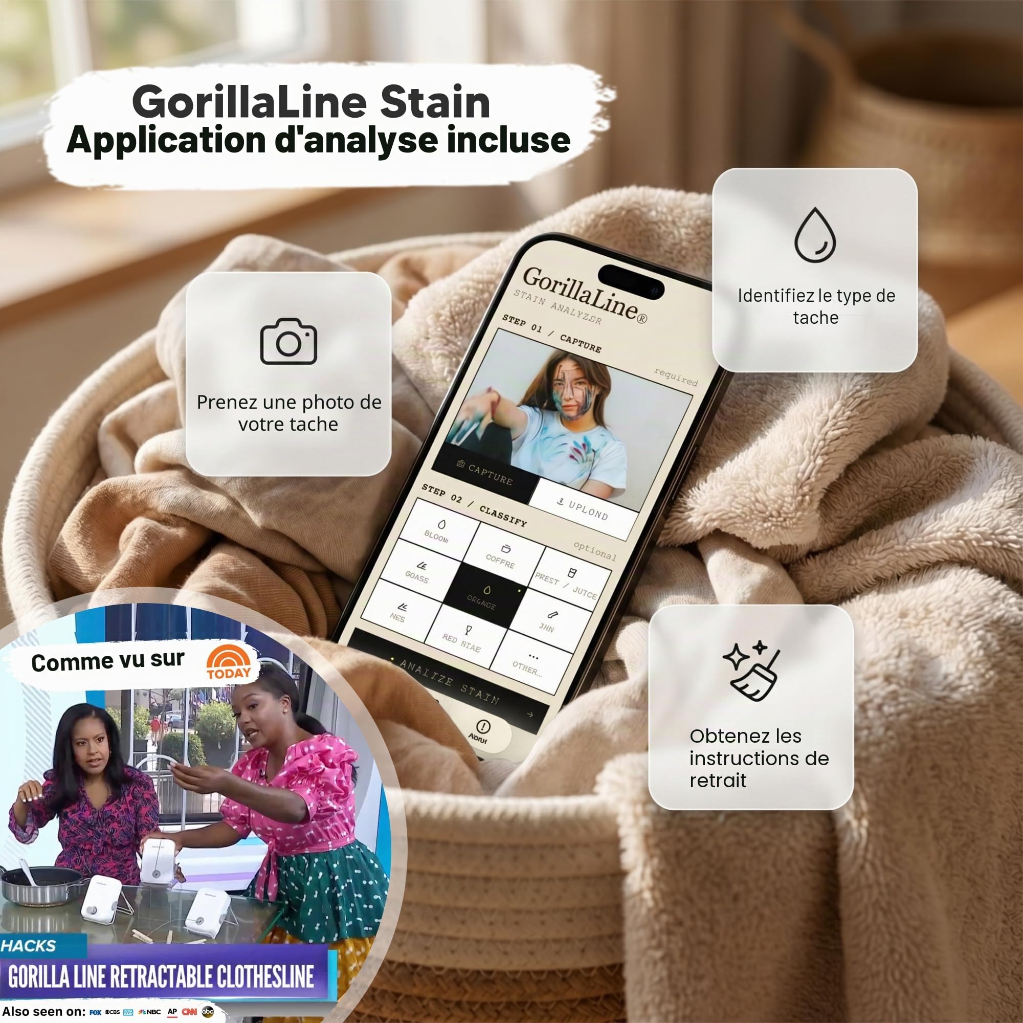 GorillaLine Corde à Linge rétractable pour intérieur et extérieur – Corde à Linge Robuste – Séchoir Mural – Séchage à l'air Libre