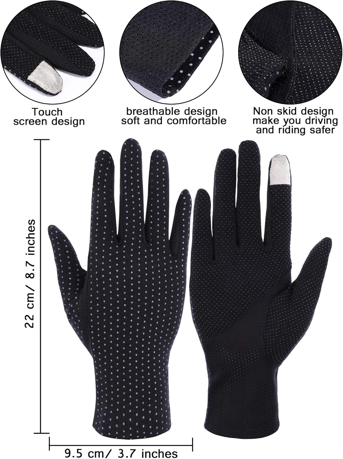 3 Pairs Women Sun Protective Gloves UV Protection Sunblock Gloves