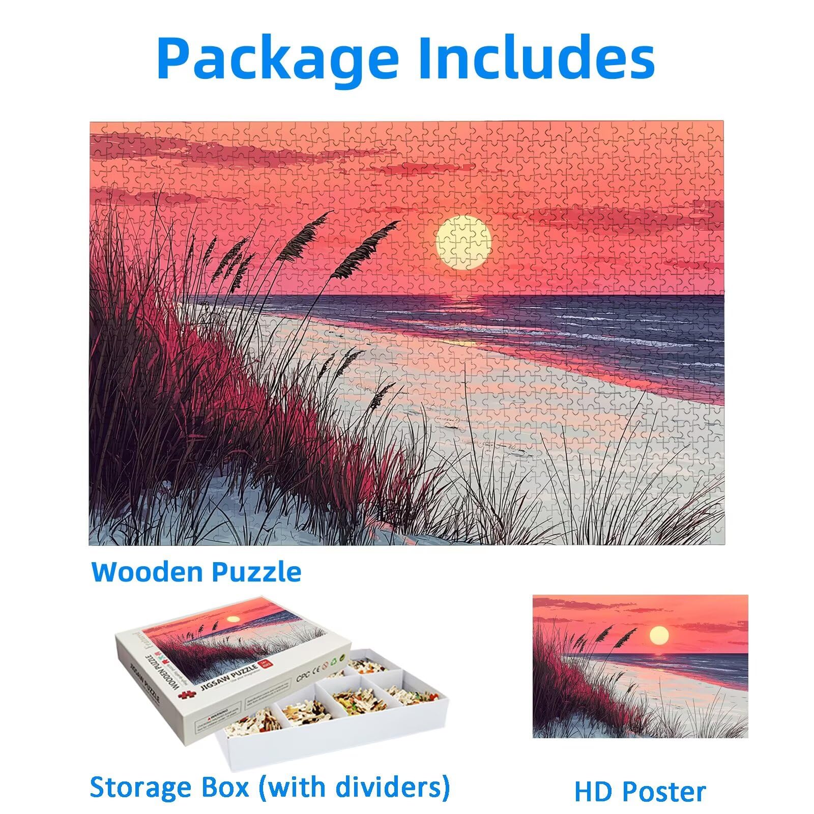 Puzzle Plage 3000 Pièces Adultes, Puzzle 3000 Pièces pour Adultes et Enfants à Partir de 14 Ans, Paysage Puzzles Bois de Qualité Supérieure avec Une Boîte d'emballage Exquise, Cadeau Femme, -2013