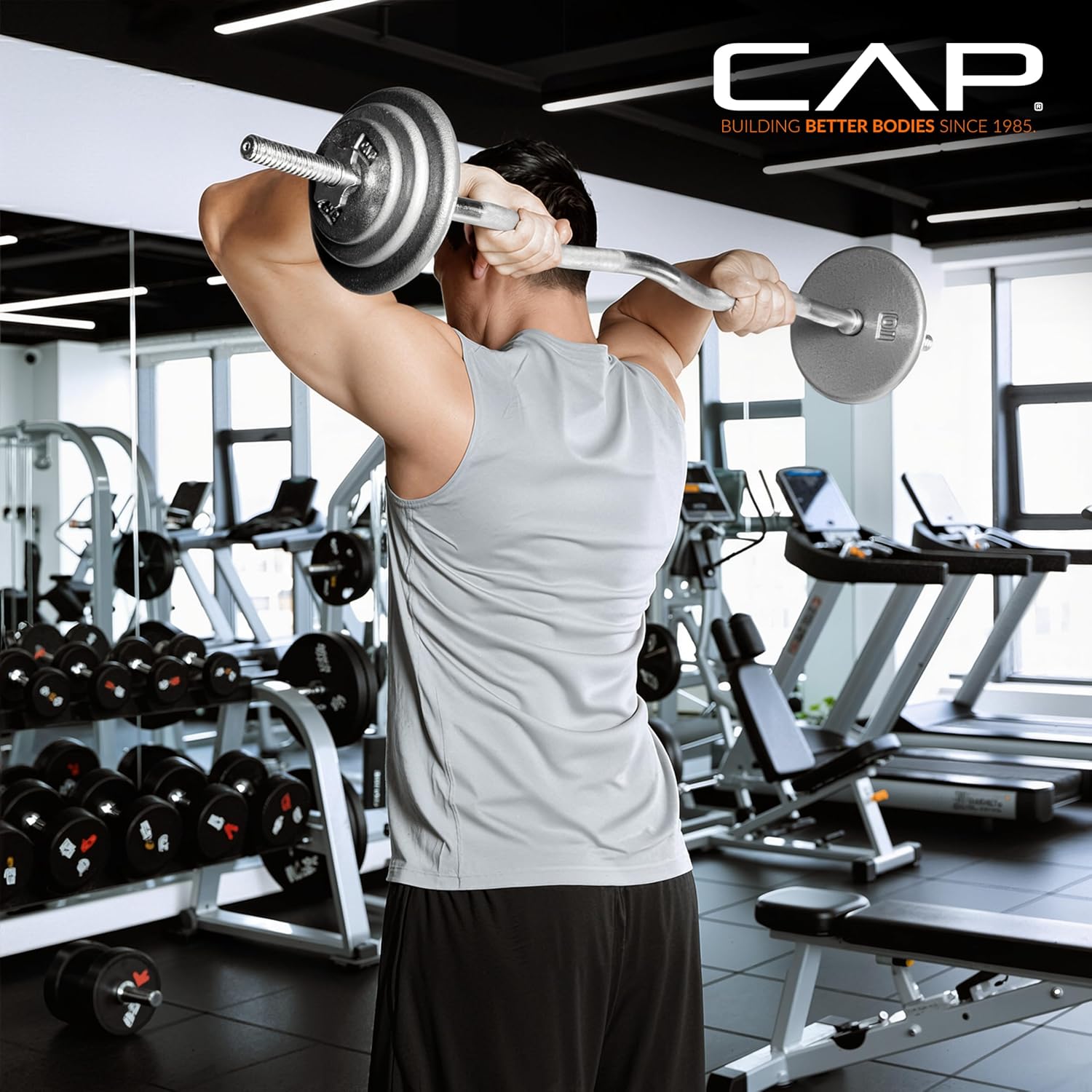 Cap Barbell 47-Inch Standard Threaded Solid Easy Curl Bar
