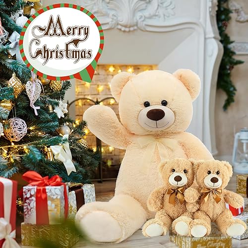Miniatura 5 de MorisMos Ositos de peluche gigantes con bebés, oso grande para mamá con 2 bebés de peluche para baby shower, peluche de oso grande para Navidad, 36