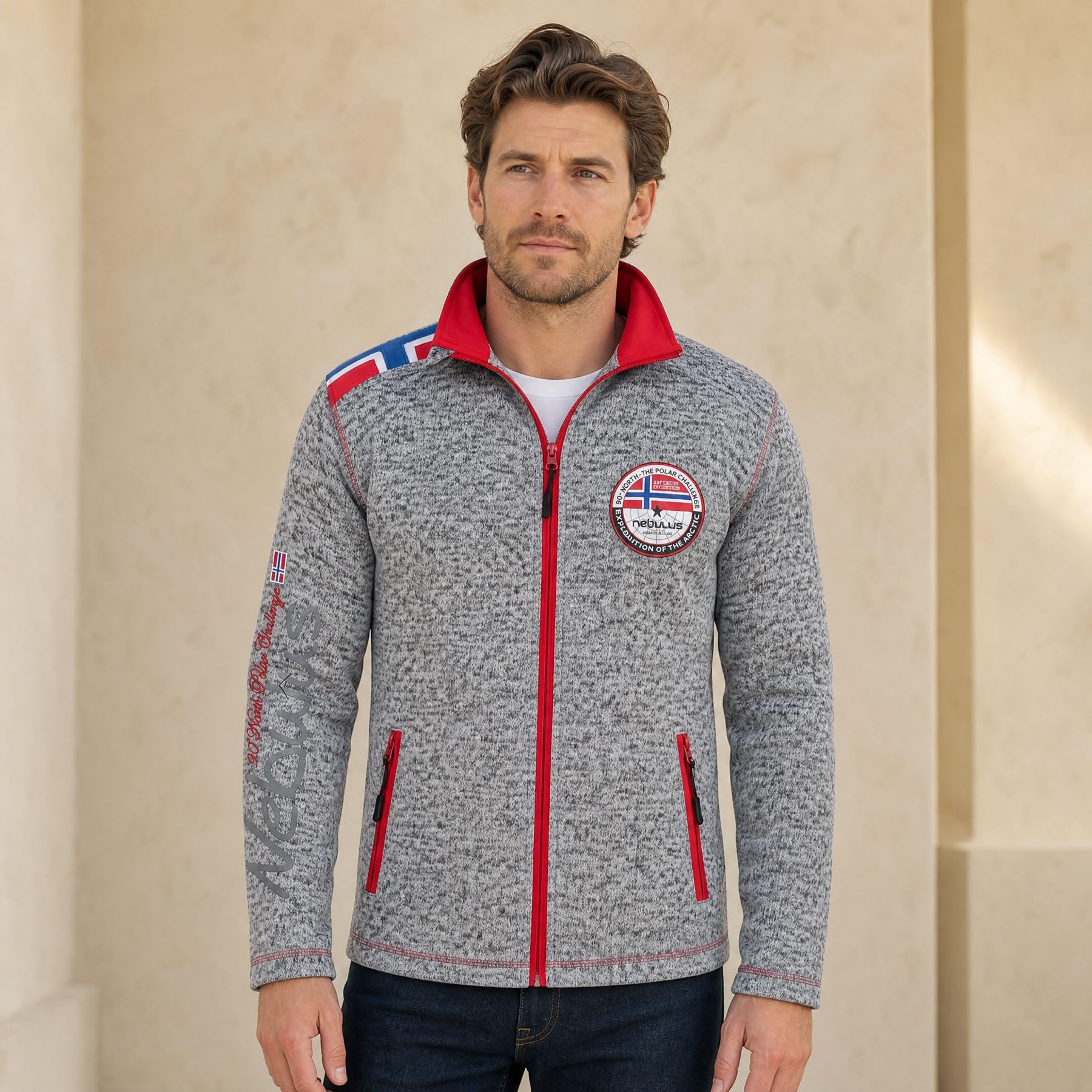 Nebulus Herren Fleecejacke NORKY, warme Fleece Jacke, mit langem Full-Zip Reißverschluss