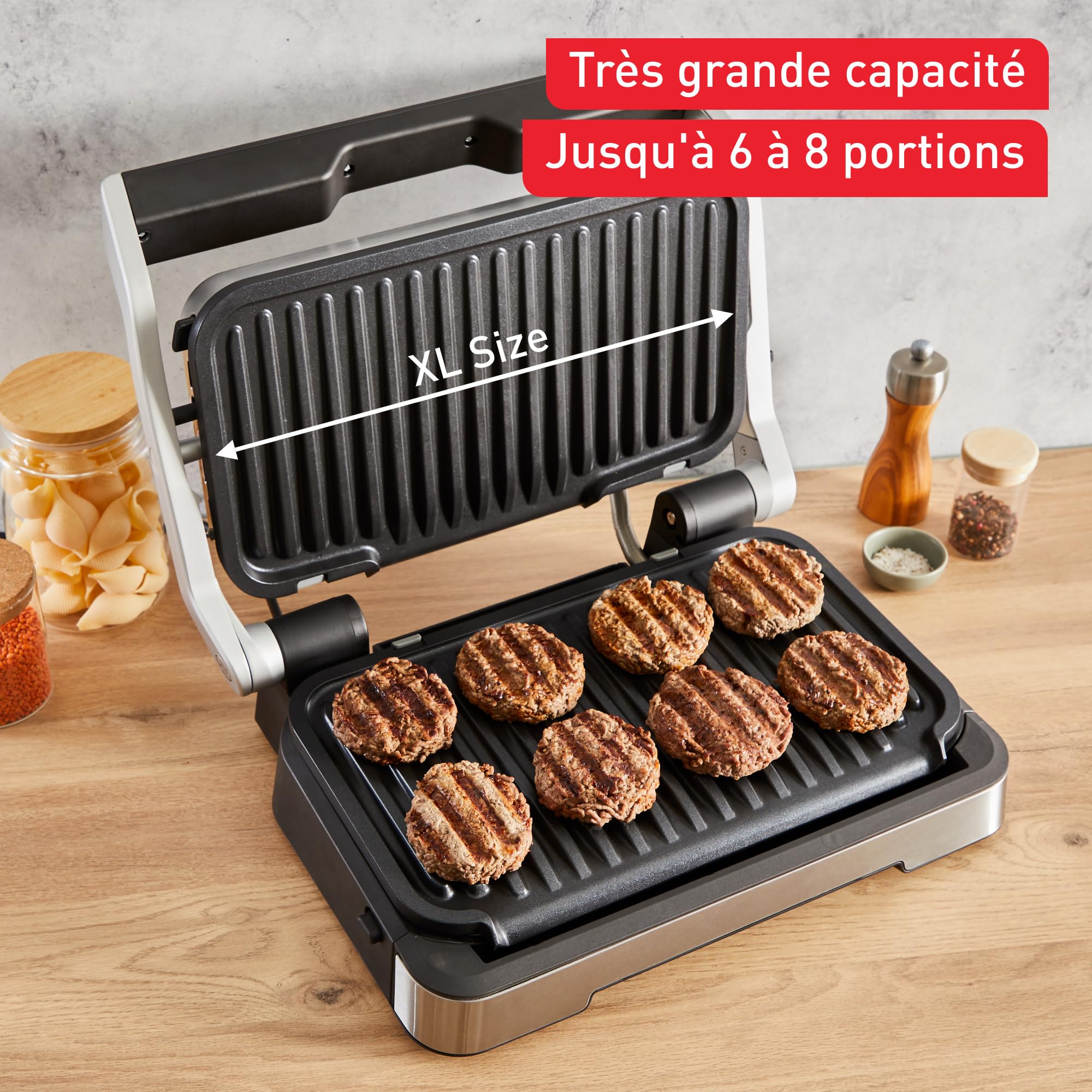 Tefal Optigrill 4 en 1 XL, Grill intelligent, Fonctions bbq, four et repas complet, 9 programmes, Mode manuel, Ouverture 180°, XL 8 personnes, GC784D10