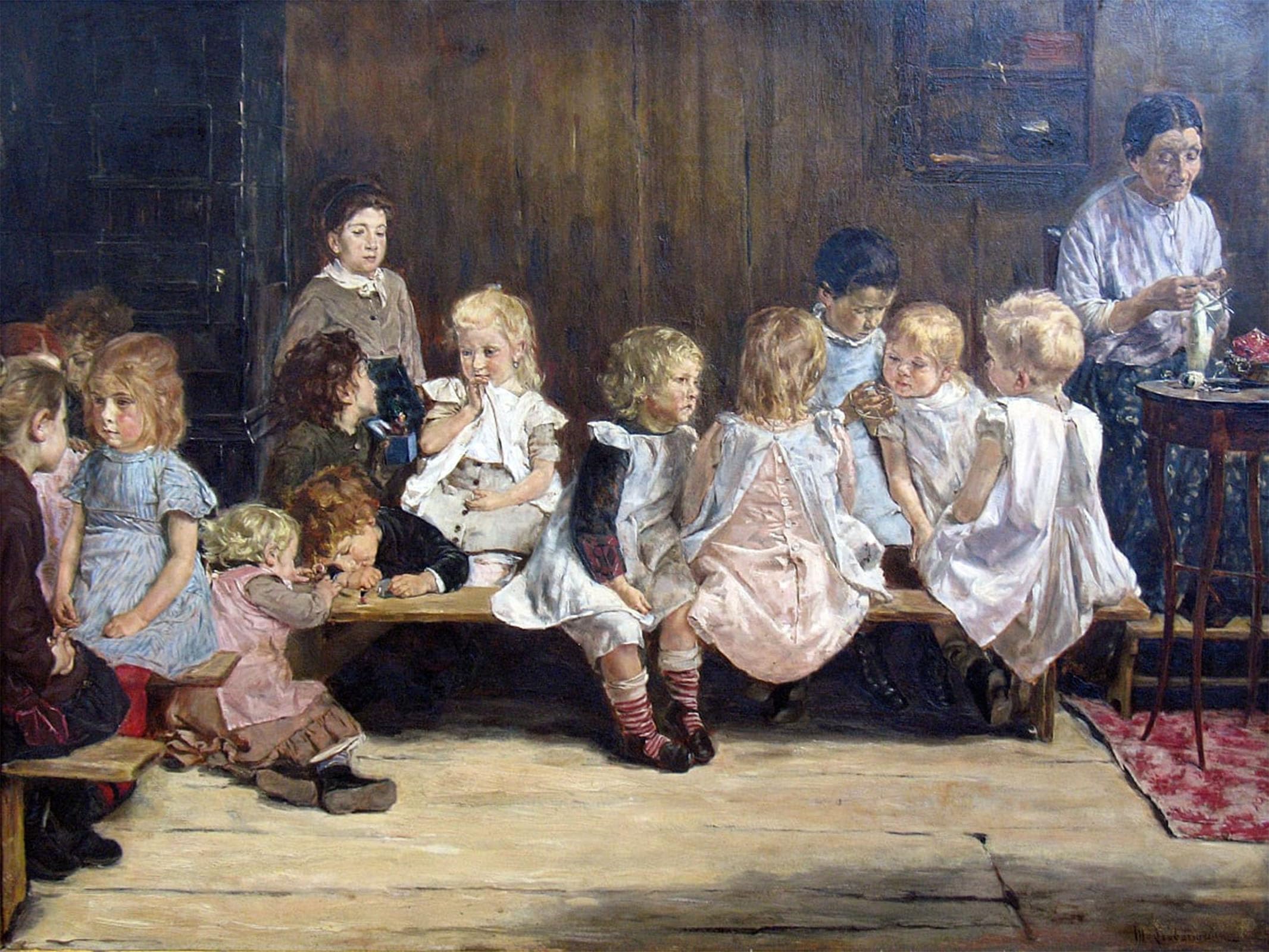 ARTXLXXBN Famous Painting Art Wall Decor Abstract Art Picture Kleinkinderschule in Amsterdam by Max Liebermann Animal Pictures for Home Decor 60x90cm