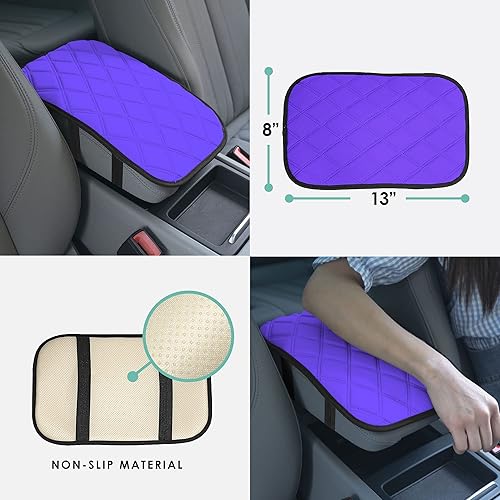 Miniatura 4 de FH Group Neosupreme Almohadilla de Consola Central con Patrón de Diamante Morado  Cubierta Protectora de Reposabrazos Resistente al Agua para