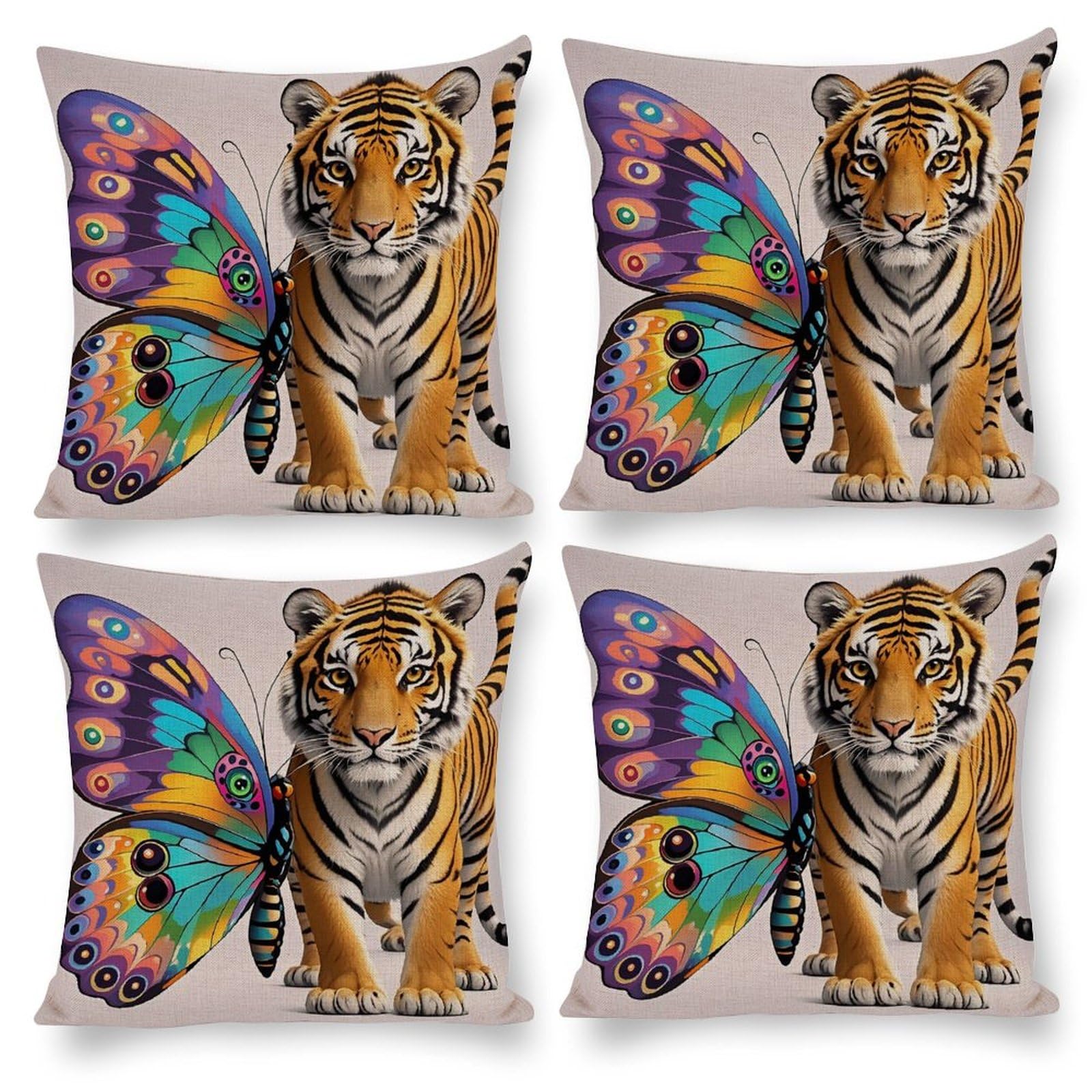Taie d'oreiller motif tigre pour rénover un canapé défraîchi