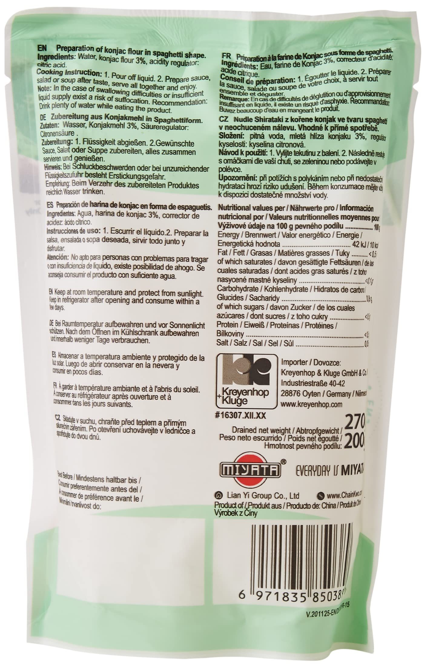 Miyata Shirataki Espaguetis De Harina De Konjac 270 g