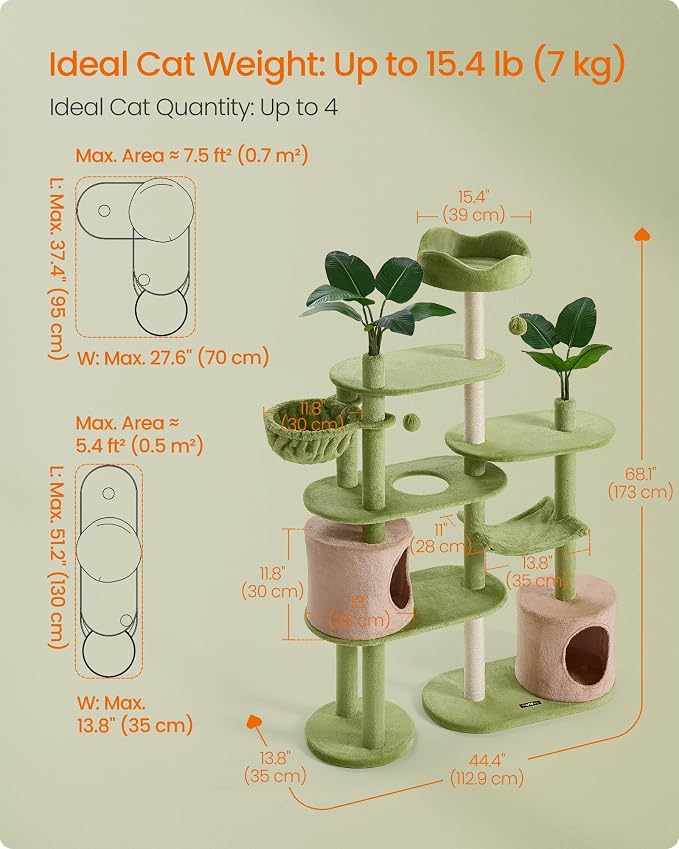 Árbol para gatos de 173 cm con múltiples niveles miniatura 6