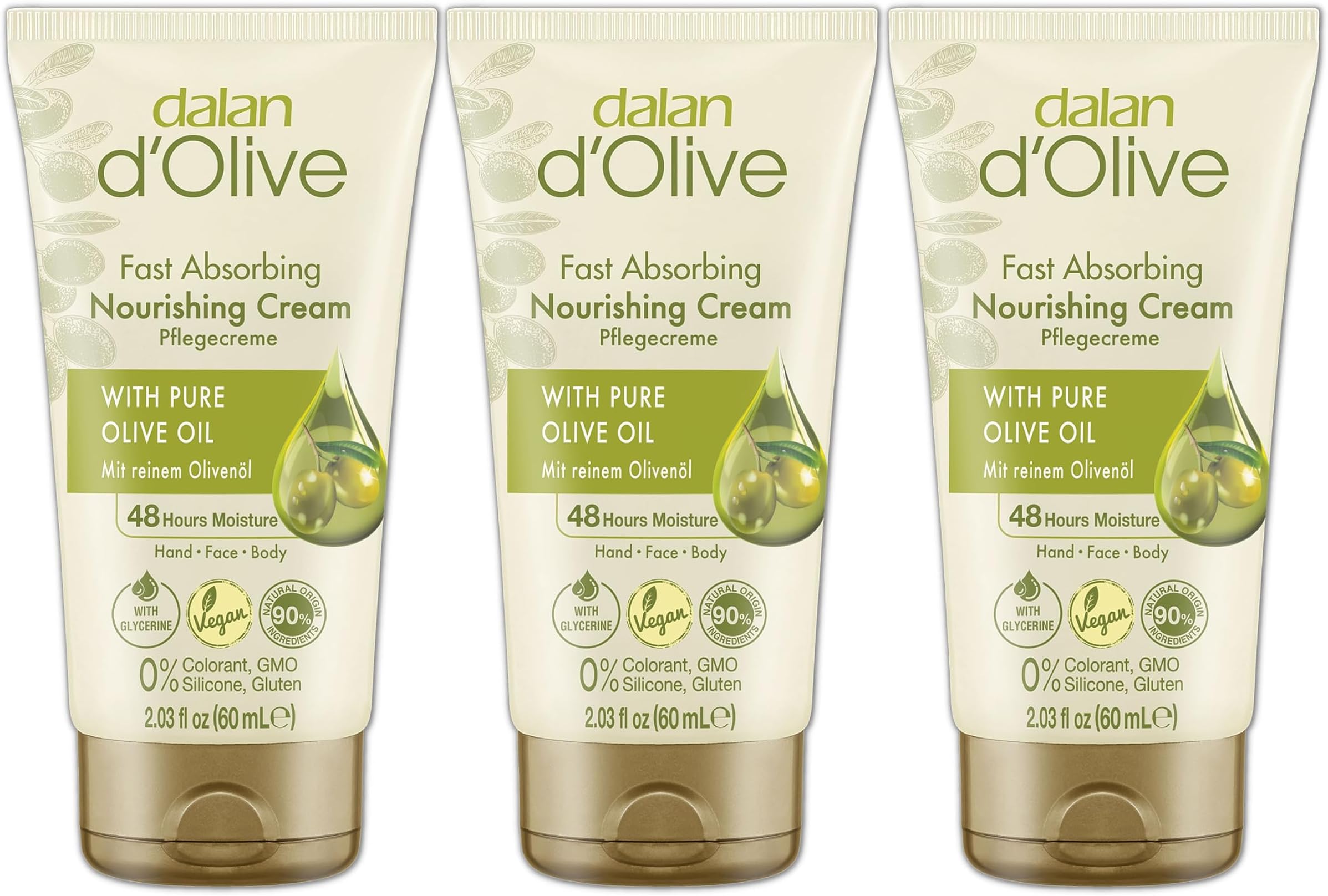 3 x Dalan d'Olive Hand and Body Cream 60 ml