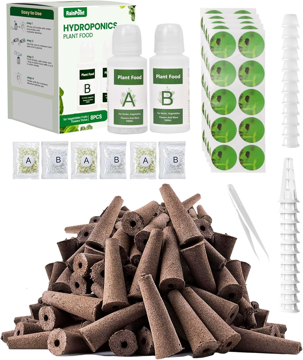 RAINPOINT Seed Pod Kit, Plant Food A&B for Indoor Hydroponics Growing System