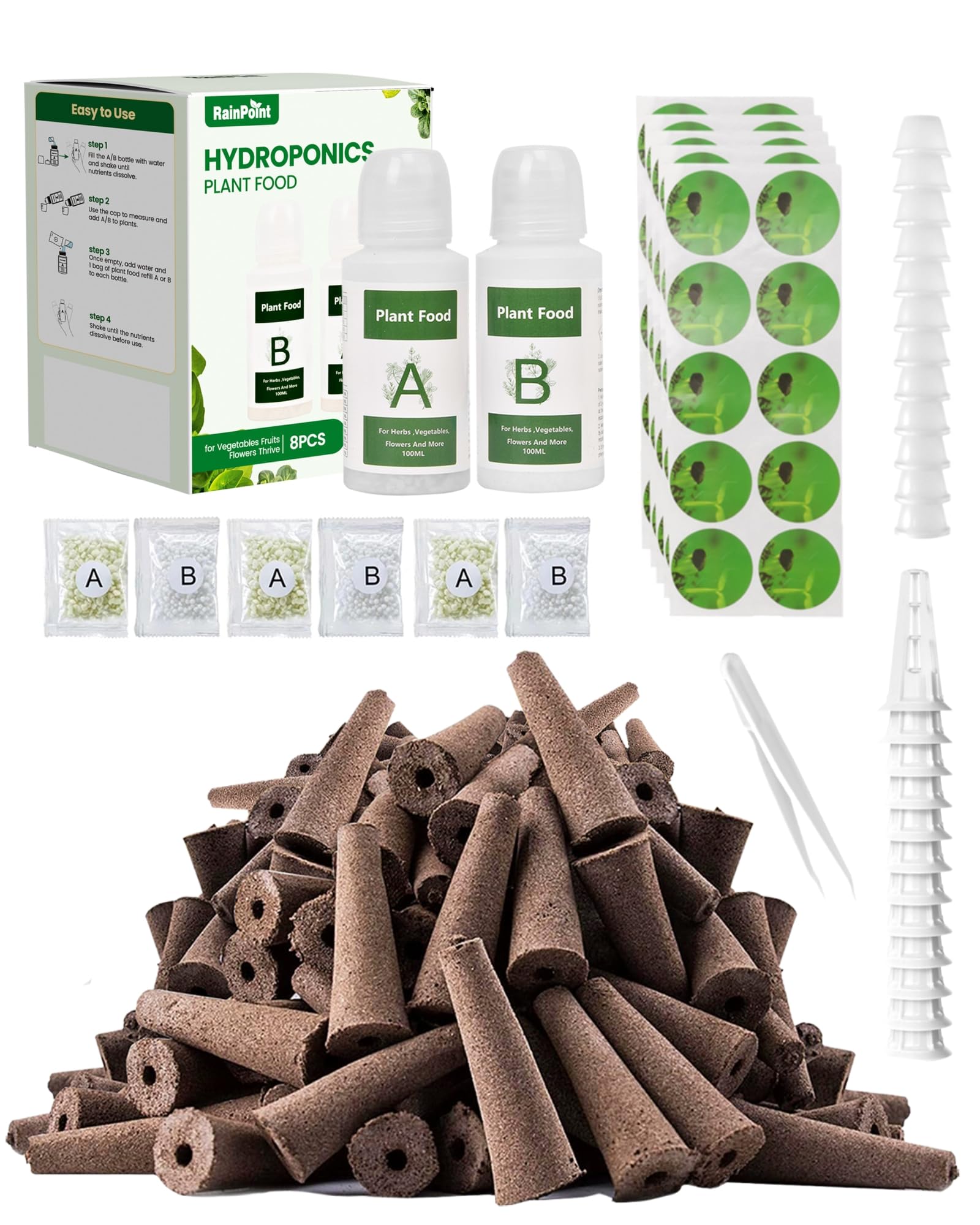 RAINPOINT Seed Pod Kit, Plant Food A&B for Indoor Hydroponics Growing System