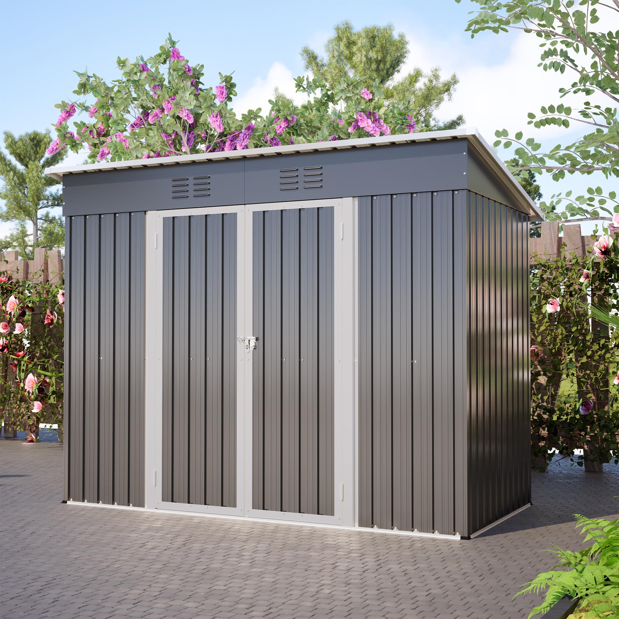 Abri de jardin en métal ventilé anti-humidité pour outillage