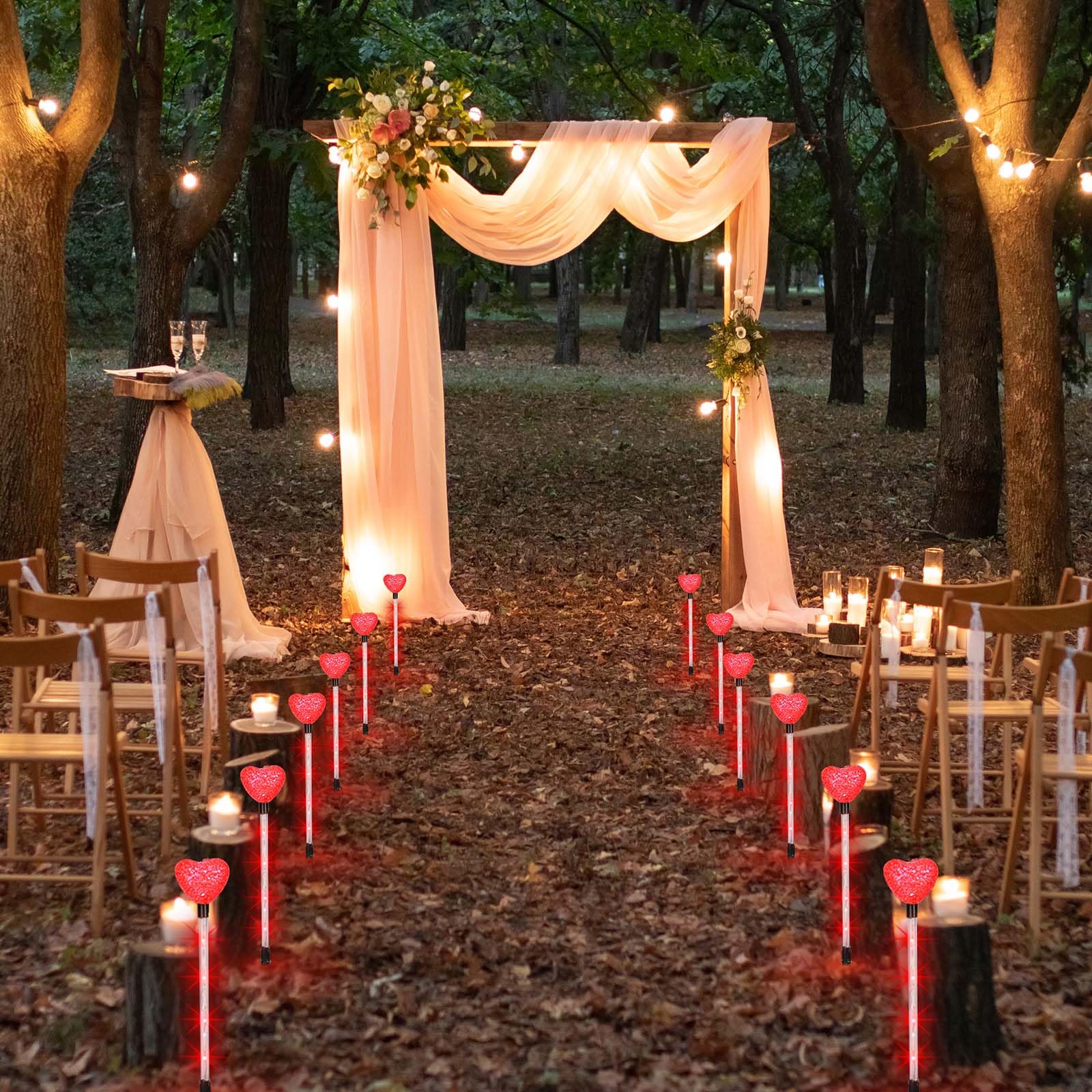 LOOPES 8 Pack Solar Garden Lights Outdoor,Red Heart Garden Ornaments Lights Solar Powered Waterproof-8 Lighting Modes,I Love You Gifts for Her Him Just Married Anniversary Christmas Wedding Valentines - Image 3