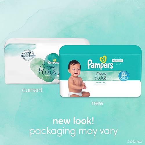 Miniatura 10 de Pampers Aqua Pure Toallitas para bebés sensitivo con agua 6 cajas tipo tapa emergente 6 recambios 1