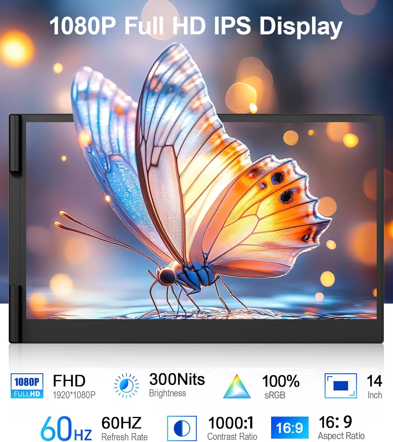 Laptop Screen Extender, Ultra-Thin 14" FHD 1080P Portable Monitor for Laptop, 1.3lbs Lightweight Dual Monitor Extender Plug & Play for 13"-17" Laptops, Compatible with Wins/Mac/Android/Chrome - Image 4