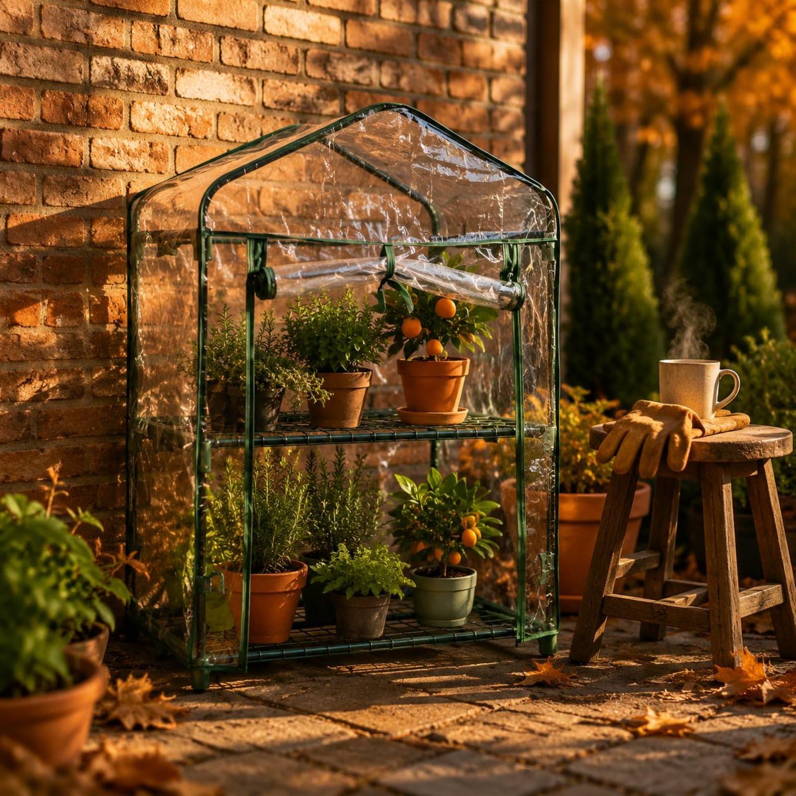 Housse Serre en PVC Transparent Tente Serre en PVC Résistant pour Les Intempéries Abri Plante Imperméable pour Jardin, Balcon , 4 Étages