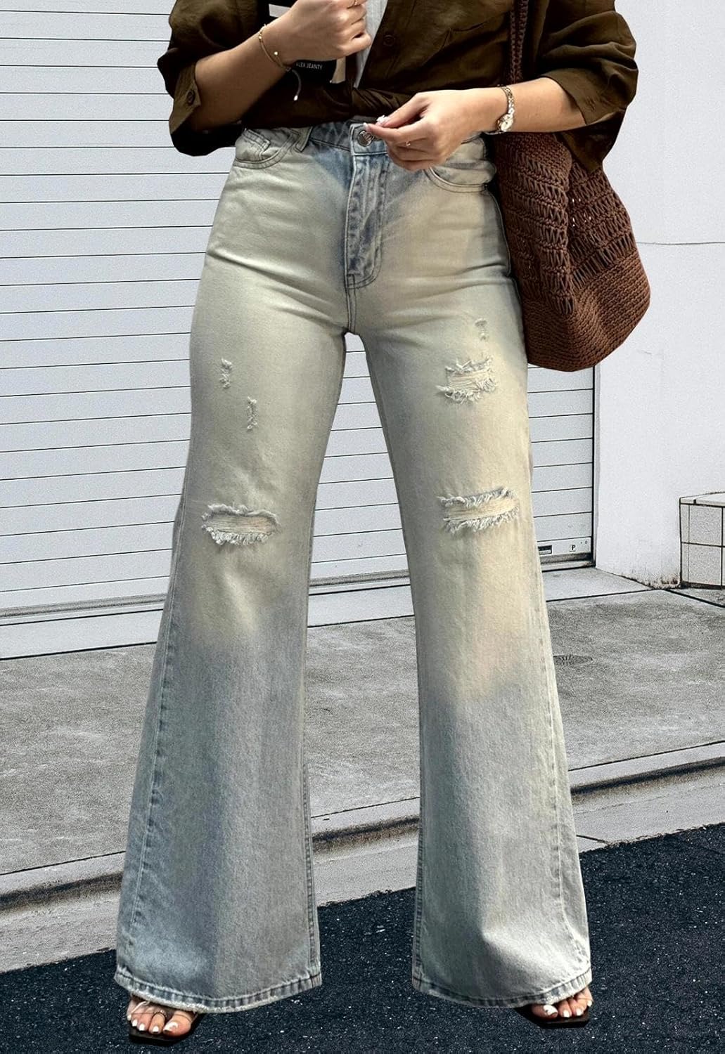 CutieLove Women's Flare Bell Bottom Jeans High Waisted Wide Leg Jeans Stretchy Denim Pants - Image 4