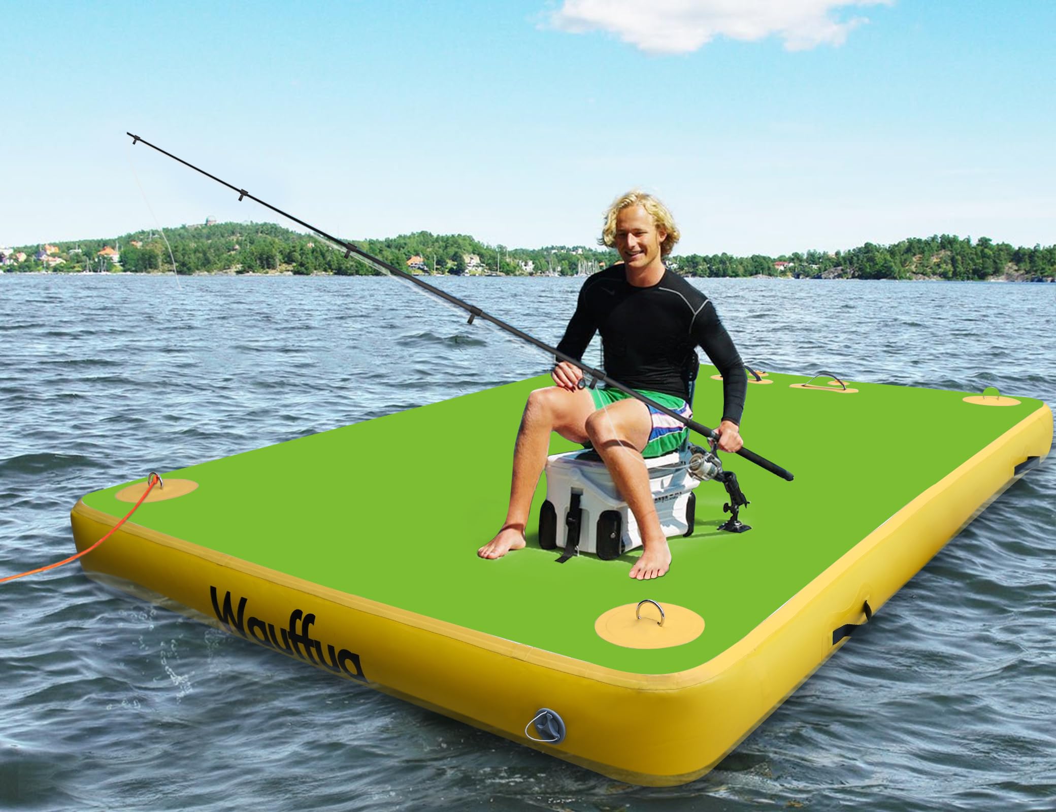 Inflatable Floating Dock for Lakes, Thick and Extra Wide Lake Floats for Adults, Air Dock Platform with Portable Carrying Bag, Floating Platform Island for Pool Beach Ocean