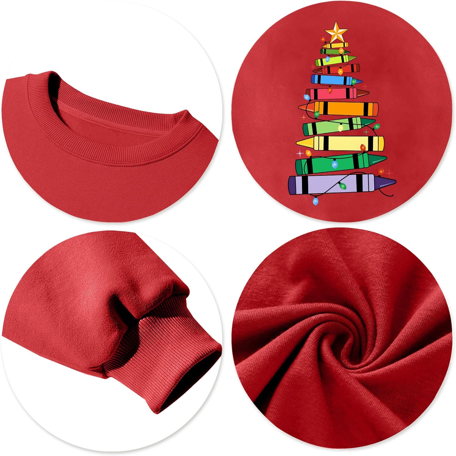 Christmas Teacher Sweatshirt: Women's Merry Christmas Book Tree Sweater Xmas Pullover Tops - Image 3