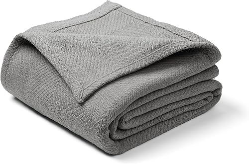 Miniatura 2 de CHATEAU HOME COLLECTION Manta 100% algodón de fibra larga manta tamaño King (108 x 90 pulgadas), ligera con patrón de espiga, suave y acogedora para