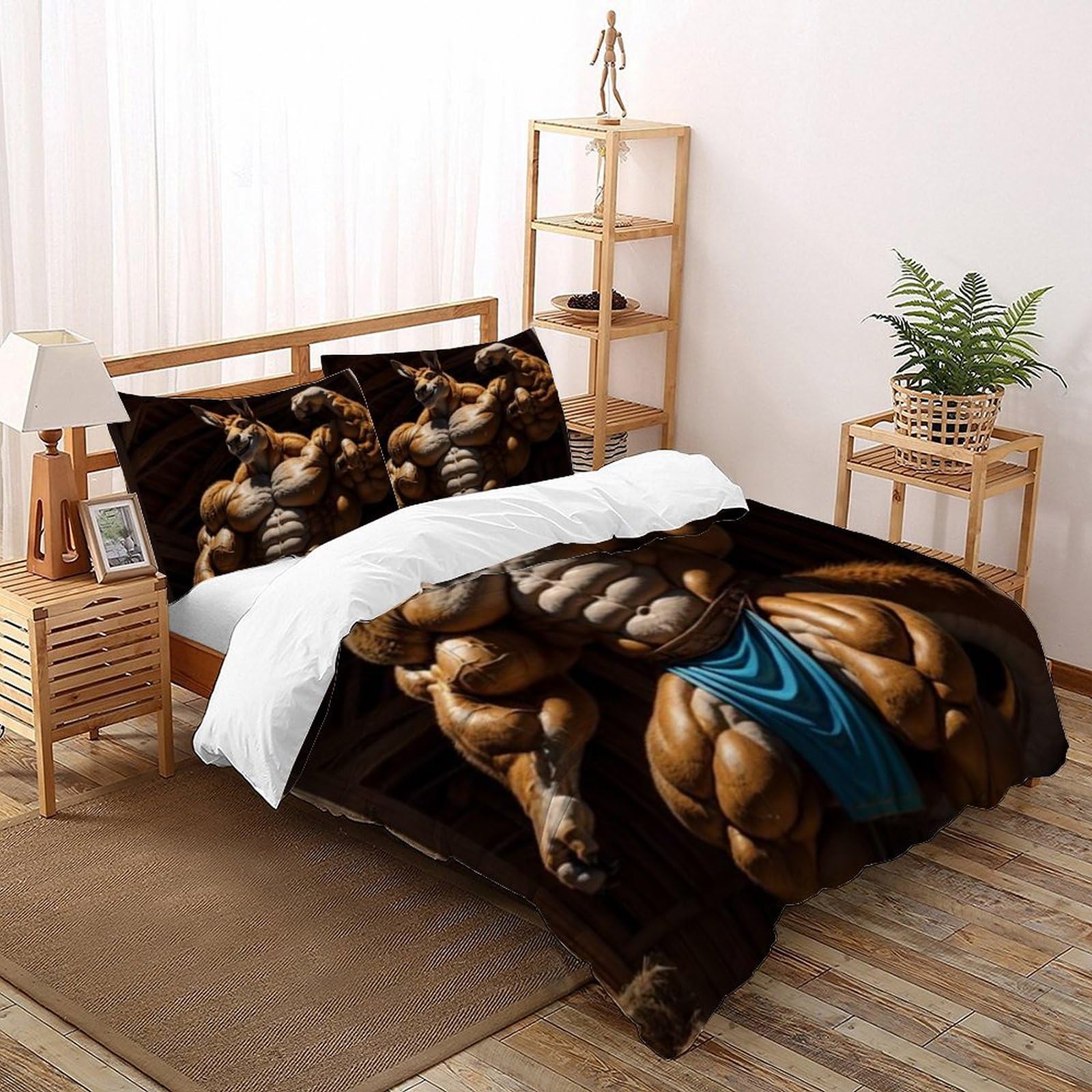 Housse de couette 260x220 Animaux Land en microfibre infroissable facile à laver pour fille