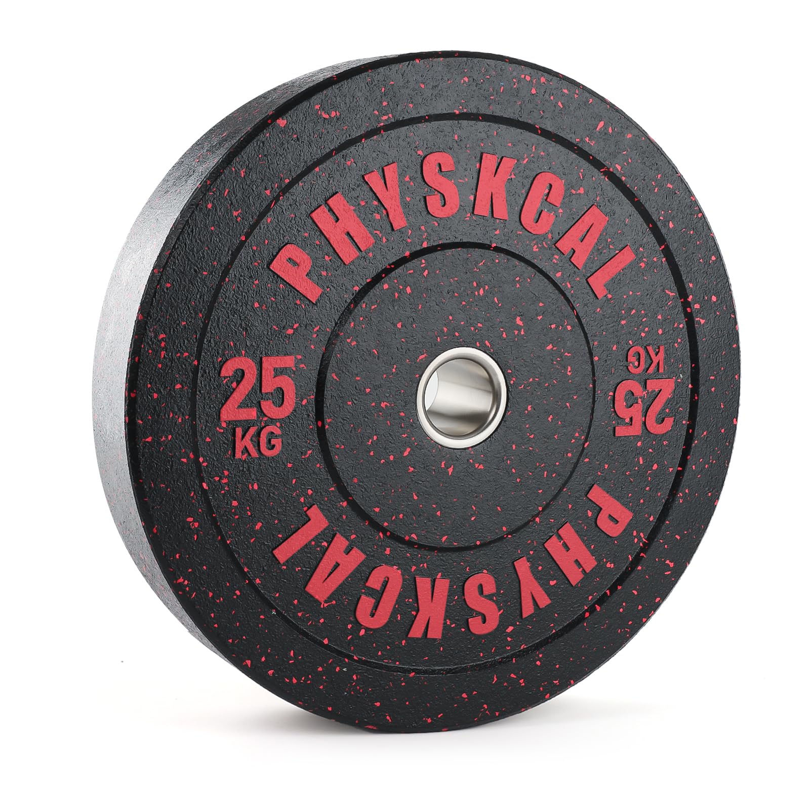 PhysKcal 25kg x 1 Crumb Rubber Olympic Bumper Plates, 2’’ Opening Weight Plates, Black Barbell Discs for Strength Training, Barbell Weights Set — image 1