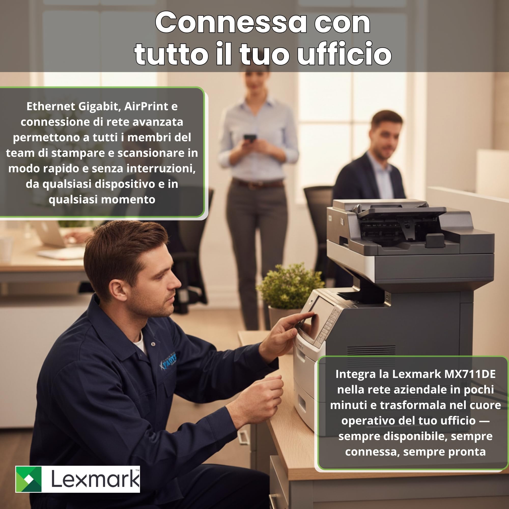 Generico MULTIFUNZIONE MX711de Stampante Multifunzione Professionale Laser monocromatico A4 B/N, 70 ppm, Duplex, Fax, Ethernet, Touchscreen 10 Garanzia 24 Mesi (Ricondizionato)