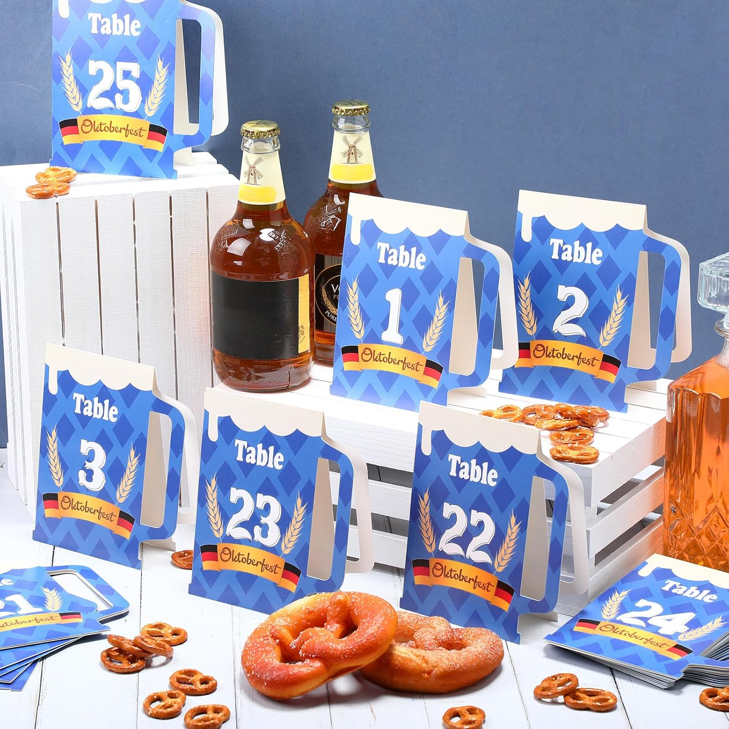 TaoBary Oktoberfest Table Numbers Decorations 1-25 Table Number Tent Style Card German Beer Festival Fold Double Sided Numbers Place Card for Parties Restaurants