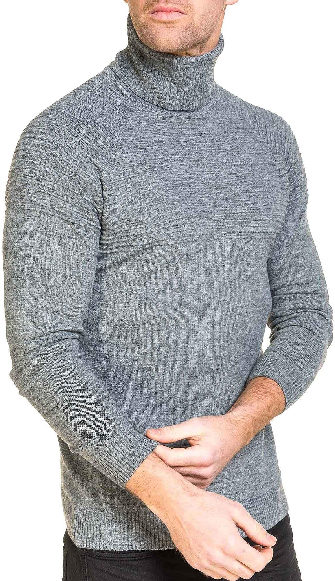 BLZ Jeans Pullover Gray Man Ribbed Turtleneck