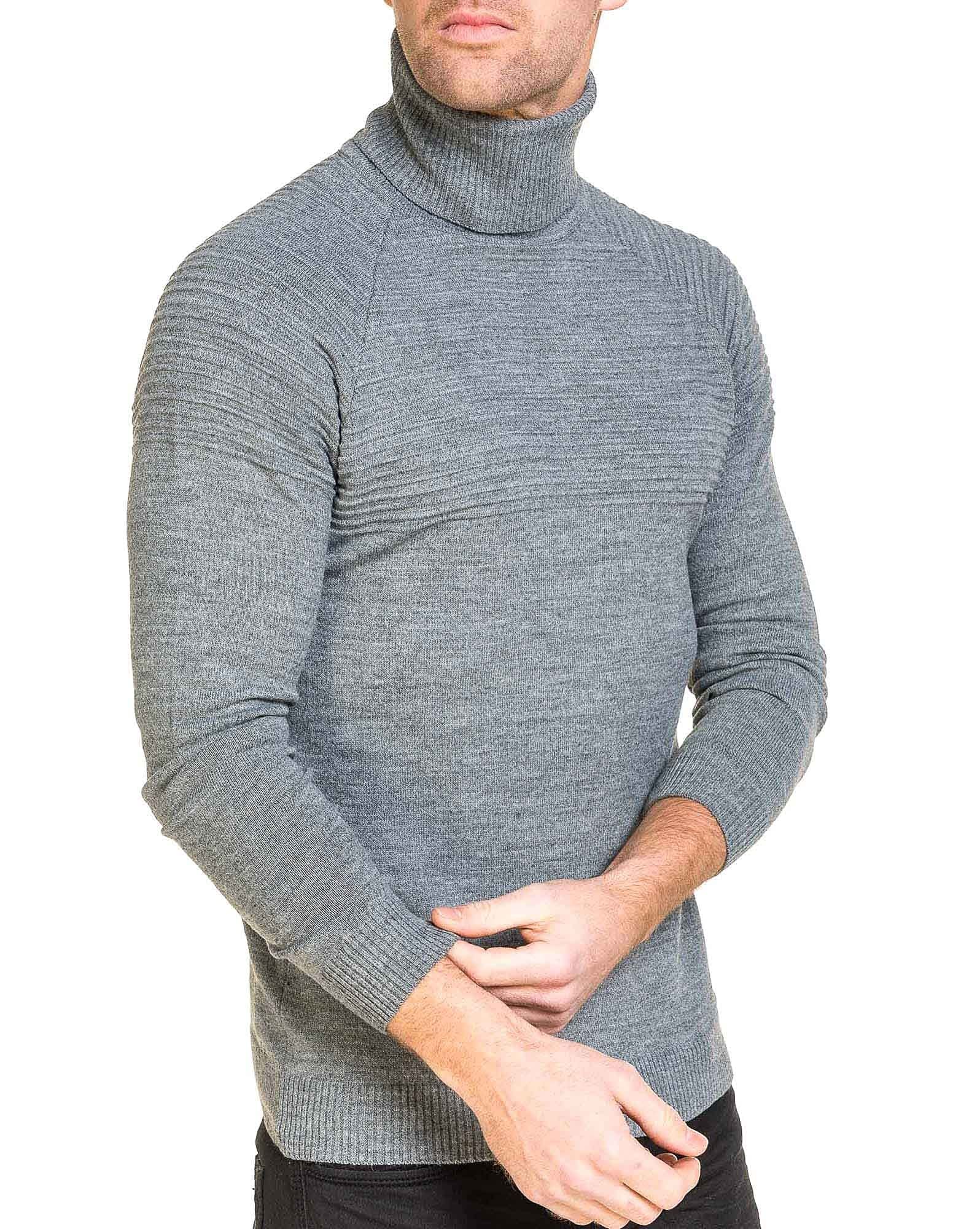 BLZ Jeans Pullover Gray Man Ribbed Turtleneck