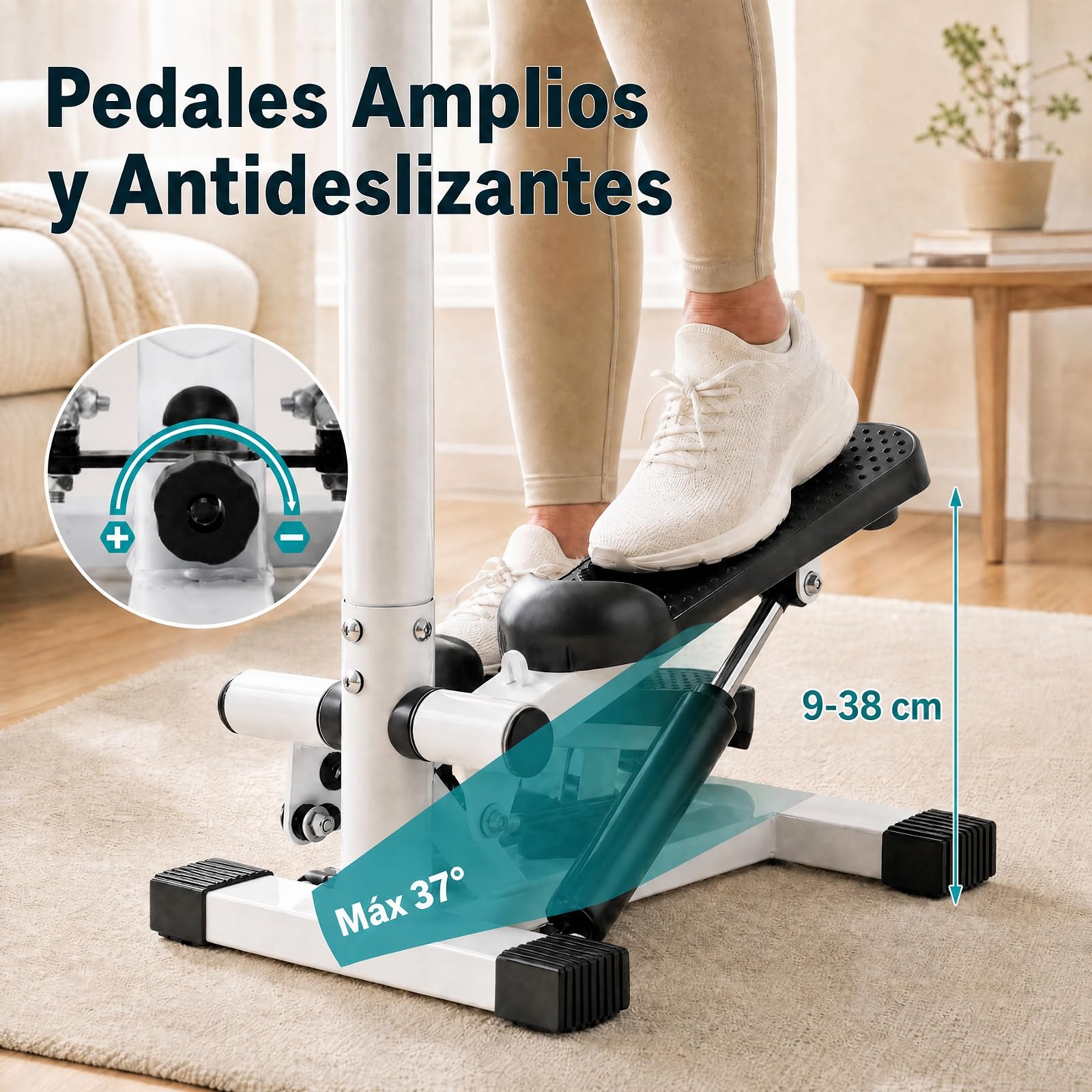 GYMAX Máquina de Steps Stepper con Manillar y Bandas de Resistencia