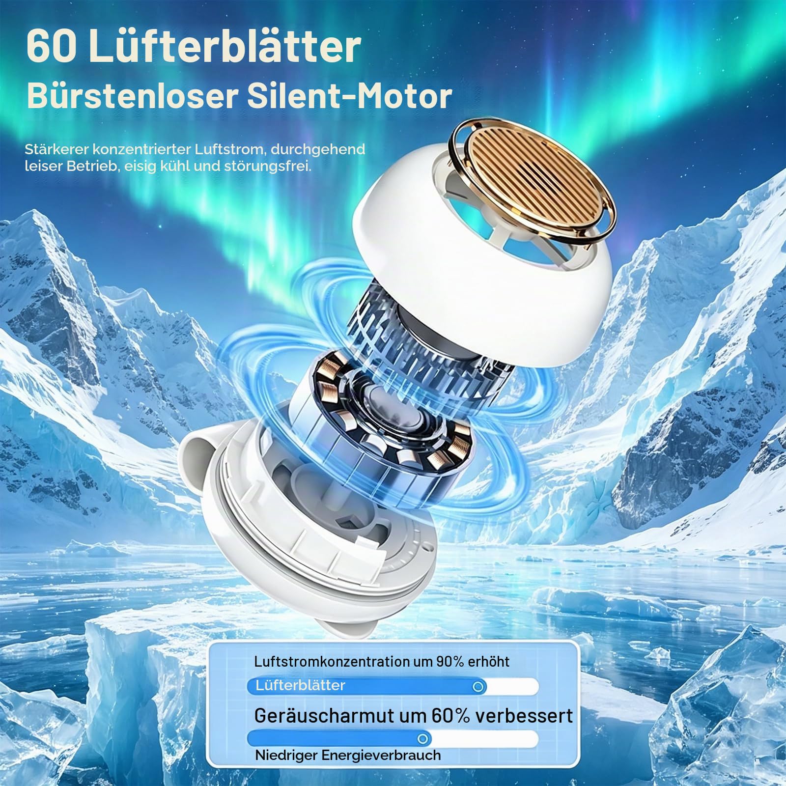 Clip-On-Ventilator, tragbar, 5 Geschwindigkeiten, blattlos, kleiner Clip-In-Ventilator mit 360° Drehung, Digitalanzeige, 6 Stunden Laufzeit, USB-C-Ladung für Kleidung, Gürtel, Kinderwagen