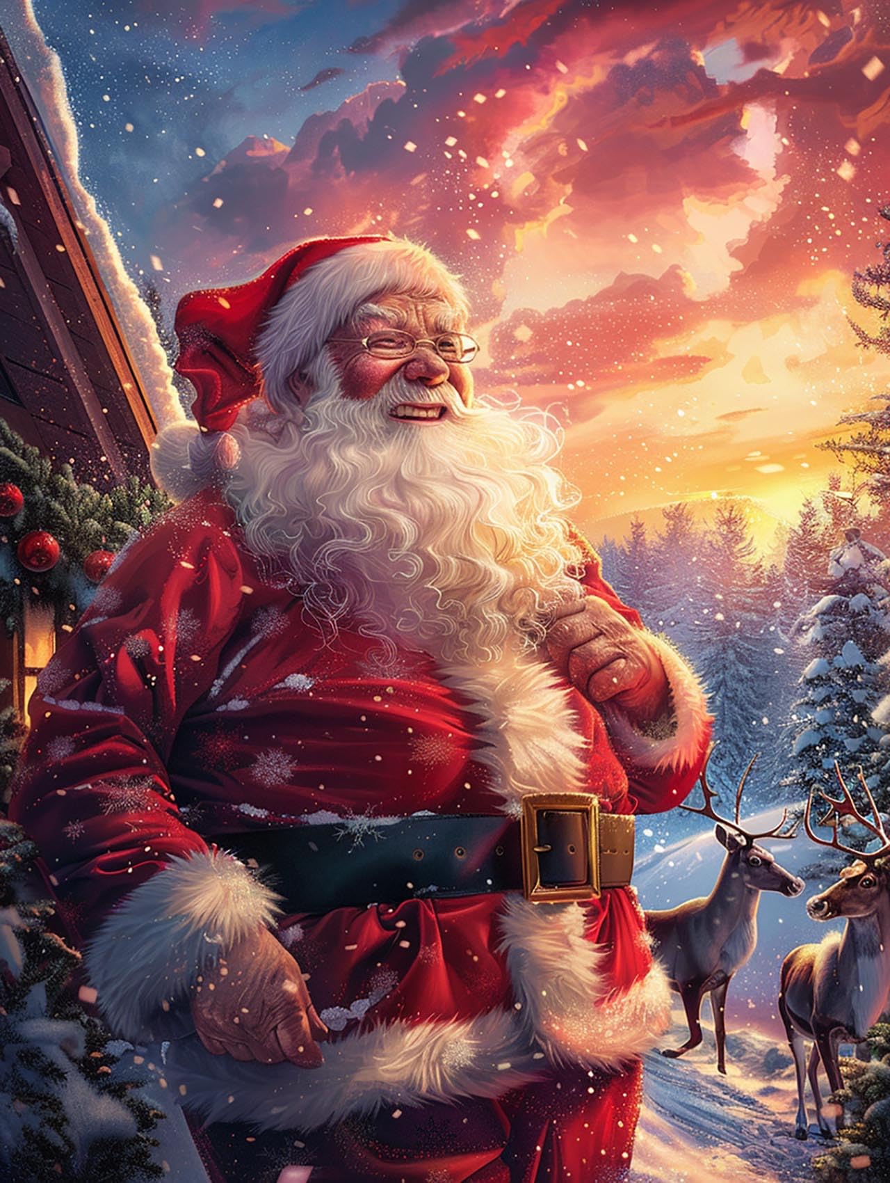 Reofrey Paint By Numbers Babbo Natale 40x50cm | Kit Completo Per Adulti Con Pennelli E Colori Acrilici | Ideale Regalo Creativo