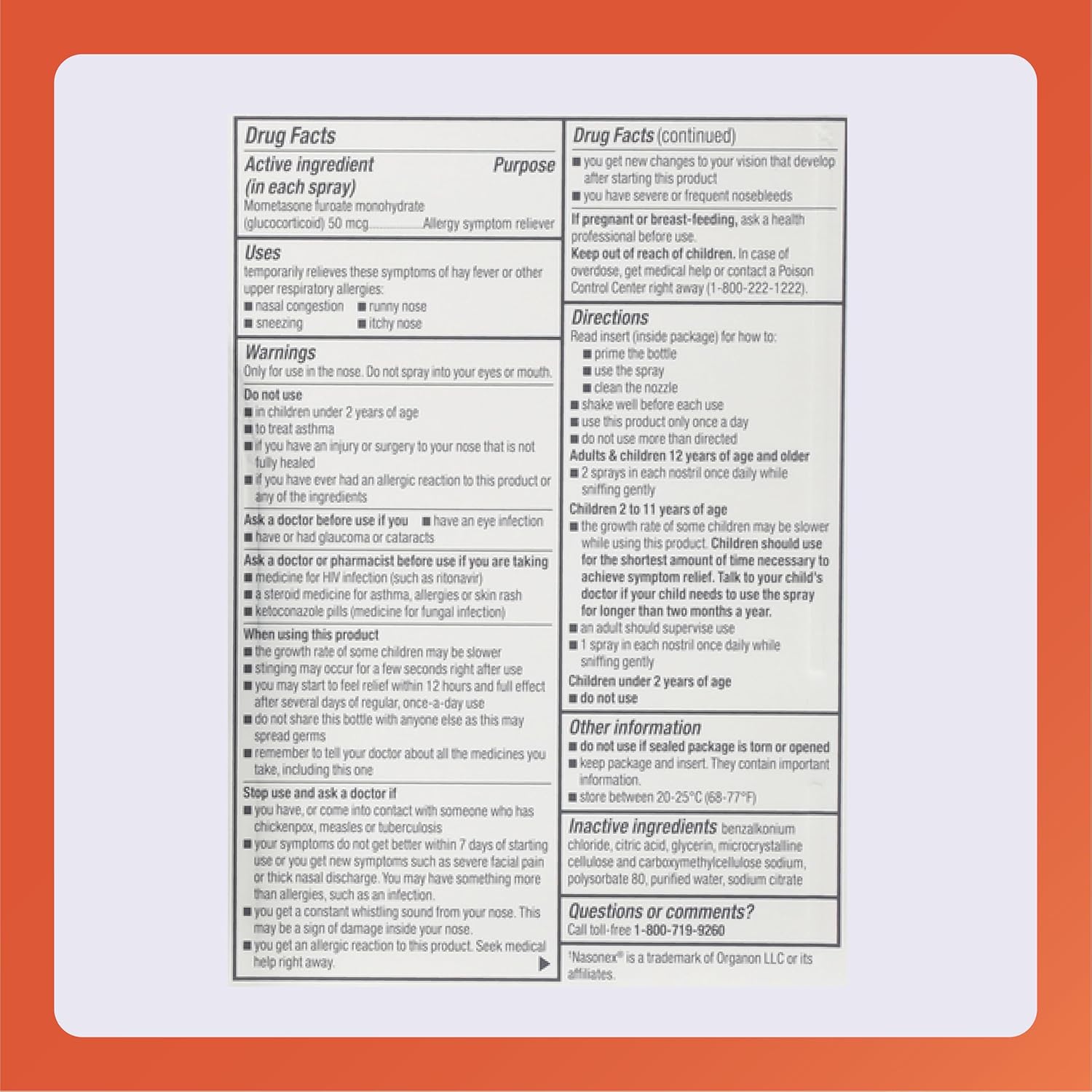 Rugby Mometasone Furoate Nasal Spray, 50 mcg Per Spray - 24-Hour Allergy Symptom and Congestion Reliever - Non-Drowsy Glucocorticoid Nose Spray - Scent-Free Mist - 60 Sprays - 0.34 Fl. Oz. image 6 of 6 B0DHSSKWLK