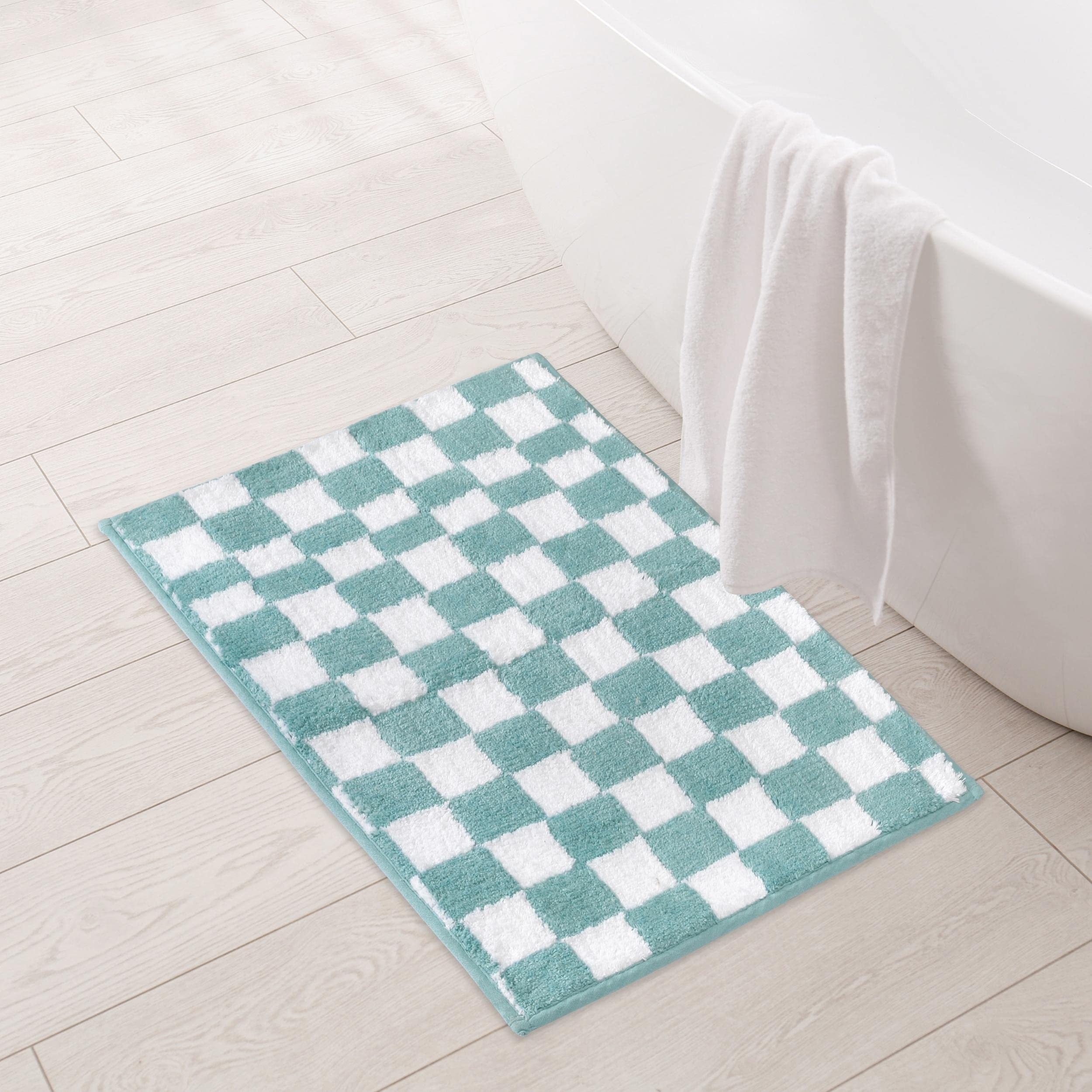 Folkulture Bathroom Rugs | (24 X 17) Bath Mats for Bathroom | 100% Cotton Bathrug or Shower Mats | Non Slip Tub Mat, Farmhouse Bathmat | Small Boho