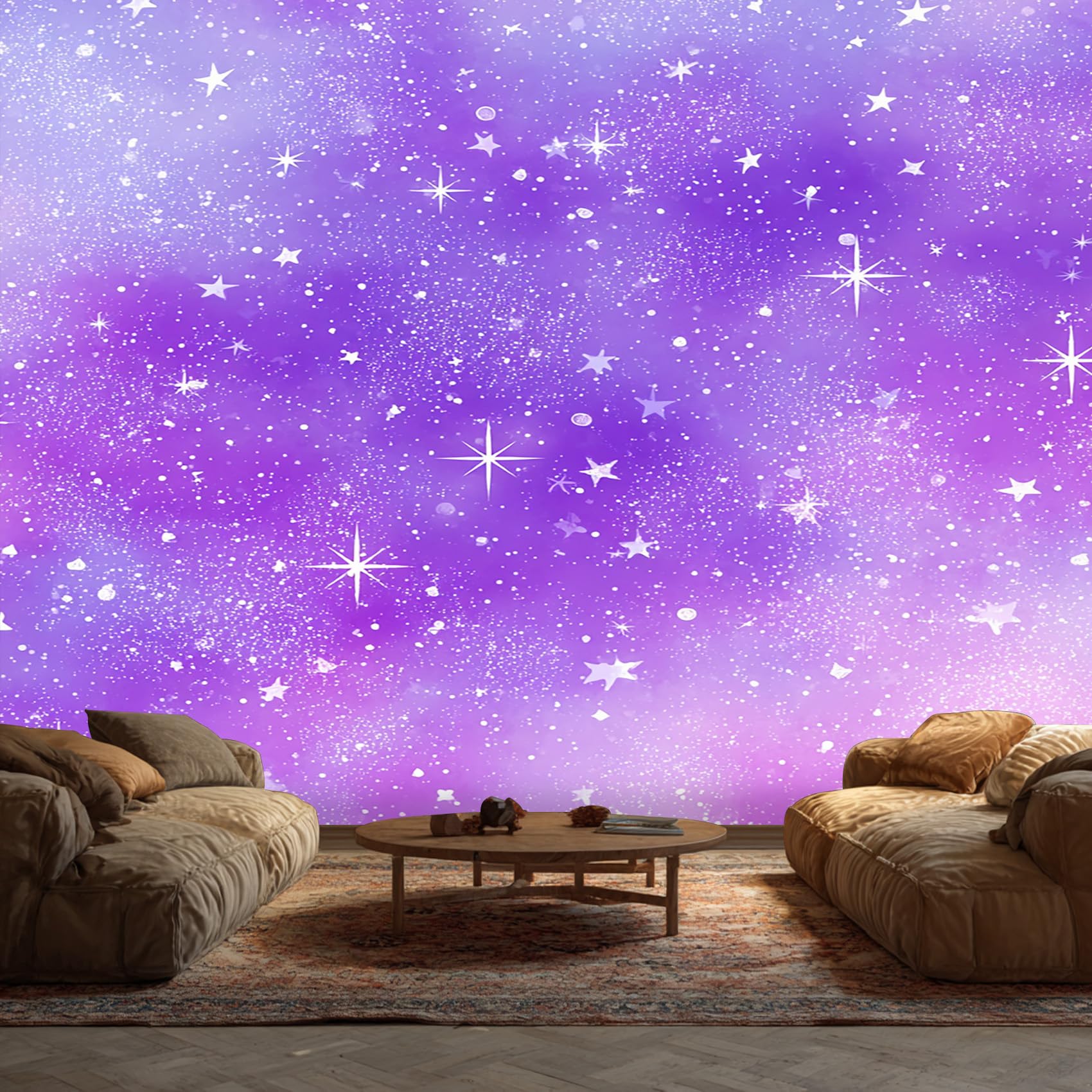 Purple Galaxy Wallpaper - Universe Space Starry Sky Wall Mural - Wall Murals for Living Room Bedroom - Photo Wallpaper & Home Decor Art - 315 x 215 cm A-7018