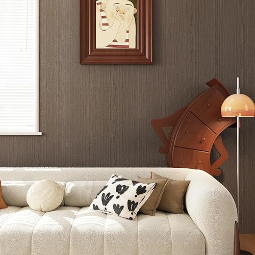 Miniatura 2 de CRE8TIVE Papel tapiz ancho de color gris oscuro para despegar y pegar de 24 x 118 pulgadas, papel de contacto de tela de hierba para paredes,