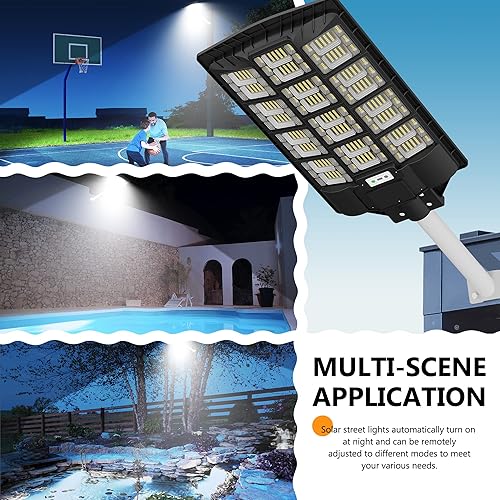 Miniatura 7 de PEVOROS Farolas solares impermeables para exteriores, 1200 W100000 lúmenes, luz de calle LED para exteriores, del atardecer al amanecer, luces de