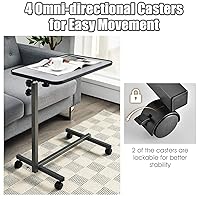 Vista 6 de FANTASK Mesa auxiliar con ruedas para colocar sobre la cama, ángulo y altura ajustable, mesa para computadora portátil, mesas de hospital médico
