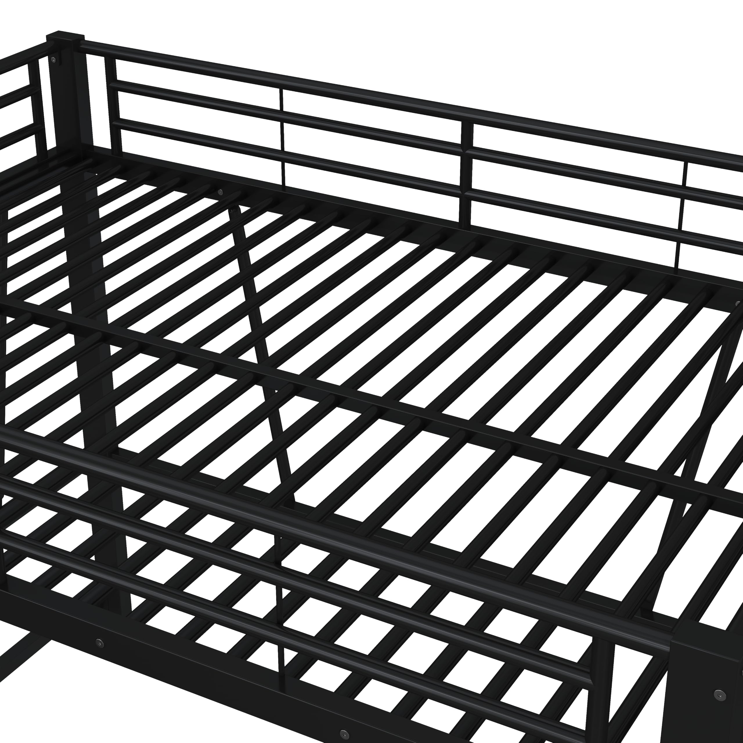 Letto a soppalco, 140 x 200 cm, struttura in metallo, colore nero