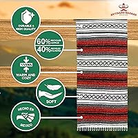 Vista 25 de Artisans Bazaar Poncho tradicional mexicano de Baja para hombres y mujeres, auténtico sarape de Gaban, manta de vaquero Pancho Jorongo rojo - rosa